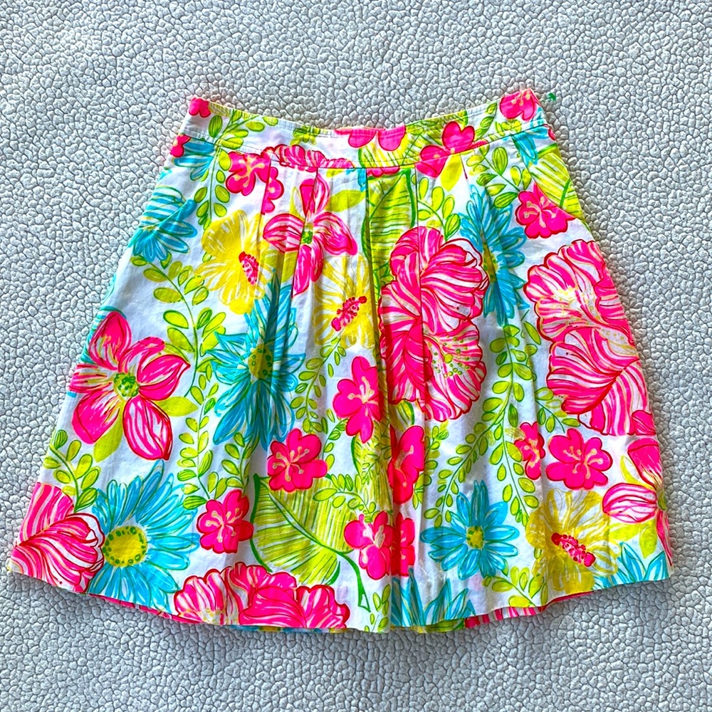 Lilly Pulitzer Floral Skirt in Hot Pink, Aqua & Lime